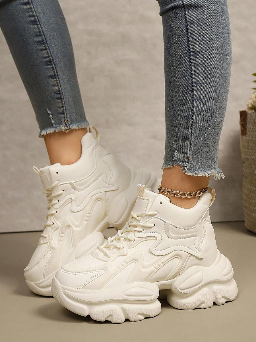 Women's Breathable Fashion 8cm Hidden Heel Casual Lightweight Walking Sneakers