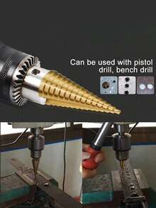 6件套钛涂层高速钢阶梯钻头组，六角柄TiN涂层阶梯钻头，适用于木材、金属、铝、塑料的开孔 - 彩色 - 查看 4