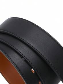 WilliamPOLO 男士纯色复古休闲 PU 皮革针扣腰带，3.8 厘米宽，适合所有季节