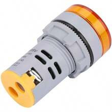 YWBL-WH LED Digital Voltímetro Luz de señal Pantalla Digital Indicador del medidor de Voltaje de DC Lámpara Redonda Probador Azul Rojo Verde Amarillo(Amarillo) - Amarillo - Ver 8