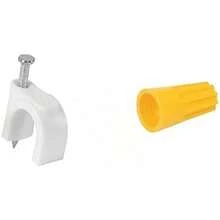 Volteck GCU-6B, 20 Grapas curvas para cable coaxial, Blancas - Grapas + Capuchones CAPU-1012 - Ver 2