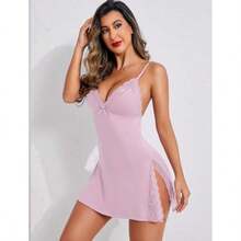 - Lencería para mujer, con tirantes delgados, camisón de babydoll(XS Rosado Melocotón) - Multicolor - Ver 3