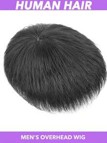 1件男士真人发假发 - 18x20/16x18厘米，男士自然逼真补发假发，隐形翻盖设计，适用于脱发/头发稀疏，佩戴牢固，适合日常及特殊场合，兼容所有浅米色调，男士假发，高品质假发，脱发解决方案，无缝融合，经久耐用，#1B - Natural Black - 查看 1