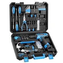 PULITUO Cute 12V Cordless Drill Set For Women, 126-Piece Home Tool Kit With Battery & Charger, Lightweight Electric Screwdriver With Accessories For DIY, Furniture Repair And Home Projects - Baby Blue - View 10
