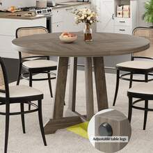 Mesa de Comedor para 4 a 6 Personas, Mesa de Comedor Redonda de 47 Pulgadas, Mesa de Cocina de Madera con Patas robustas, Mesa de Comedor para Comedor, Cocina - Gris - Ver 7