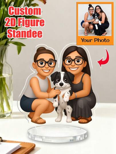 1/3/5pcs Customized Character Action Figure Digital Portrait Art, Personalized Cartoon Acrylic Board, Wedding Souvenir, Acrylic Memorial, Anniversary Gift, Perfect Memento For Special Occasions, Acrylic Frame Decor, Ideal Wedding Birthday Gift