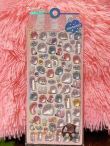 卡通可爱风格男女童正版家庭浮雕水晶贴纸 学生奖励卡通贴纸 手机装饰贴纸