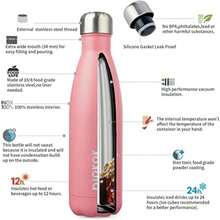 BJPKPK - Botellas de agua aisladas de 12 onzas, 17 onzas, 25 onzas, botellas de agua de acero inoxidable, botellas de agua deportivas que se mantienen frías durante 24 horas y calientes durante 12(0.5 Litros Rosa claro) - Multicolor - Ver 4