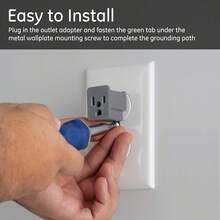 GE Extensor de toma de tierra polarizado, paquete de 2, convierte 2 puntas en 3, fácil de instalar, interior, con certificación UL, gris, 54302 - Gris - Ver 9