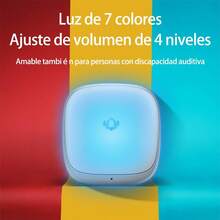 Timbre Inalámbrico para Entrada con Luz y Sonido Colores LED 4 Niveles de Volumen 36 melodías Resistente al Agua y Polvo Alcance 200M 1 Transmisor 1 Receptor (Blanco) - 1 - Ver 4