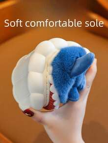 1 Pair Cartoon Shark Pattern Plush Slippers, Cute And Unique, Suitable For Autumn/Winter, Warm And Comfortable Indoor Wear, Personalized Plush Slippers For Bedroom And Bathroom, Ideal Gift For Back To School, New Year, Valentine's Day Couples,Shoe,Spring Summer Picks,Brides Maid Gifts,Room,Bedroom Decor,Beach,Travel,For Men,For Women,Vacation - Multicolor - View 3