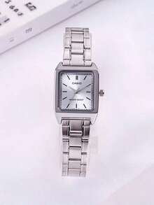 Casio 卡西欧方形腕表，配不锈钢表带 - 时尚男女款腕表及百搭男士腕表可选 LTP-V007D-1E/LTP-V007D-2E/LTP-V007D-4E/LTP-V007D-7E - 白色 - 查看 1