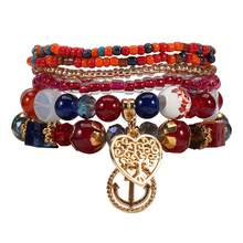 New Bohemian Style Women's Bracelet, Multi-Layer Tassel Beaded Bracelet, Elegant Accessories - Military Green - View 11