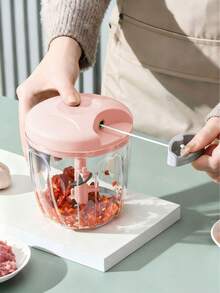 1pc Manual Food Processor, Portable Hand-Pull Garlic Onion Chopper, Rope-Style Vegetable Chopper, Can Be Used To Chop Ginger, Chili, Vegetables, Fruits, Nuts, Herbs, Also Can Be Used As Manual Meat Grinder, Rotary Onion Mincer, Vegetable Chopper, Creative Fruit Grinder, Meat Grinder, Portable Hand-Pull Meat Grinder, Pull-Cord Style Manual Food Processor, Suitable For Home/Restaurant Kitchen - Multicolor - View 1