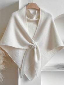 1pc Women's Solid Color Triangular Wool Blend Loose Knit Shawl, Elegant Style, Suitable For Outdoor Travel In Autumn/Winter And Snowy Season.1pc Women's Solid Color Triangular Wool Blend Shawl - Elegant Loose Knit Wrap, Warm Winter Scarf For Outdoor Travel, Snowy Day Outfits, Fall/Winter Fashion Accessory, Soft Cozy Neck Wrap, Versatile Cold Weather Must-Have,  Minimalist Style For Daily Wear & Vacation - Nhiều màu - Xem 5