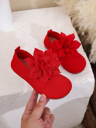 1 par de cómodas y elegantes alpargatas de punto con decoración floral naranja