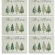 4/6 piezas, Mantel individual con estampado de árbol de Navidad de moda, Manteles individuales, Tamaño de 12 * 18 pulgadas/30 * 45 cm, Decoración del hogar, Adecuado para mesas de comedor - Multicolor - Ver 9