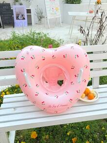 儿童心形充气游泳圈，PVC材质，防倾倒设计，带把手，适合夏季泳池派对和沙滩游戏 - 彩色 - 查看 9