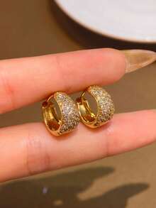 1 Pair Luxury & Elegant S925 Or 925 Sterling Silver Earrings, Suitable For Women's Daily Wear, Parties, Valentine's Day And Christmas Gifts - Micro-paved Hoop Earrings - View 4