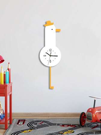 1 Stück kreative Cartoon Hühner Wanduhr, Wanddekoration Uhr mit Pendelfunktion, leises Design, geeignet für Wohnzimmer und Schlafzimmer, moderne minimalistische Heim-Dekor Uhr. Weihnachtsgeschenk, Neujahrgeschenk.