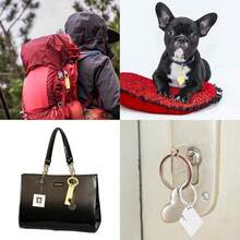 2pcsMetal Keychain Blank Rectangular Stamping Label Blank Stainless Steel DIY Heart-Shaped Label Laser Engraving Keychain Couple, - Multicolor - View 3