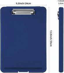 FELIN Tabla portapapeles, portapapeles con almacenamiento, almacenamiento para 100 hojas de papel A4 y bolígrafos, material duro, Ideal para recoger y transportar amplia gama de documentos - Azul - Ver 5