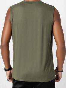 Áo tank top nam GRDR mùa hè không tay cổ tròn kiểu dáng thường ngày - xanh quân đội - Xem 3