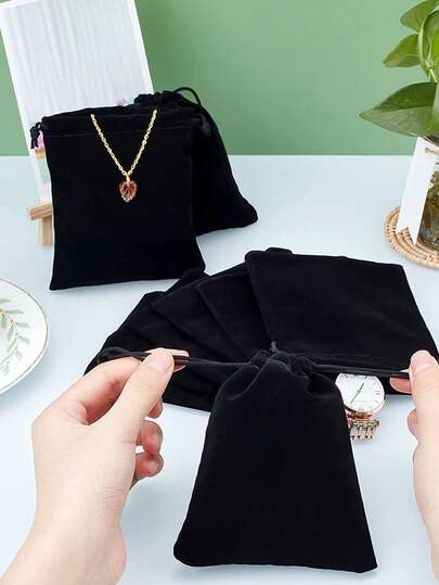 1 pieza Bolsa colgante de terciopelo con cordón para almacenamiento de joyas, organizador de accesorios