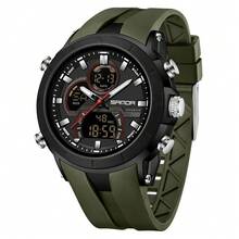 SANDA Hot 6279 防水数字手表，双显，男士硅胶表带，多功能腕表 - 均碼 - 查看 15