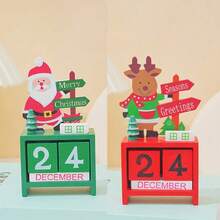 1 pieza de calendario de Navidad, adorno de madera artesanal. Decoración de escritorio con estilo navideño. Decoración del hogar, decoraciones navideñas, decoración de habitación, decoraciones navideñas de invierno, regalos de Navidad, decoración navideña