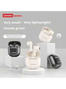 Lenovo TC3301 True Wireless Bluetooth-Kopfhörer, Halb-In-Ear, für Musik, Sport, Gaming und E-Sport, Bluetooth 5.3, kompatibel mit Apple, Huawei und OPPO (Schwarz und Weiß) - Schwarz - Übersicht 2