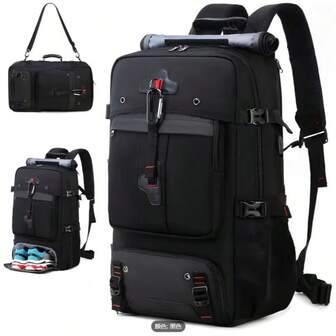 新款70升大容量旅行背包，男女通用多功能户外徒步包，时尚休闲户外登山包，带独立鞋仓，轻便多功能商务旅行笔记本电脑背包