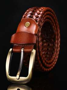 Men Genuine Leather Braided Belts Webbing High Quality Braided Vintage Belt For Men Gold Pin Buckle Casual For S Strap Casual, Business, Boyfriend Husband Father Dad Men Gift, Daily Wear, Fashion, Teen, Outdoor, Vacation, Athletic, Travel, Street, Boho, Vintage Fall, Autumn, Halloween Autumn-Winter Accessories,Suitable For Teens, Youth,Men,Casual, Outdoor, Athletic, Vacation, Graduation Gifts, Birthday, Daily Wear - BZ001 - View 13