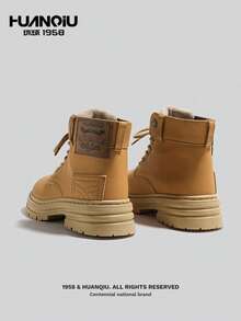 HUANQIU Women's Thick Sole Boots, British Style Winter Fashion Boots With Fur Lining And Thick Insulation - Yellow - View 5