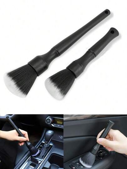 1pc Super Soft Black Detail Brush, Car Interior Cleaning Brush, Air Conditioning Vent Brush, Crevice Brush, Car Dusting, Car Cleaning, Car Essential, Women's Car Accessories, Small Gift For Family And Friends, Must-Add To Cart!