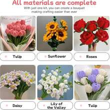 423pcs Handmade Craft Kit, 400pcs Floral Stems, Creative DIY Tulip Craft, Includes 20pcs Flower Stems, 2 Rolls Of Tape And 1 Instruction Manual, Christmas Decor, Christmas Gift - Multicolor - View 8