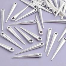 50pcs Antique Silver Spike Bead Pendants  Alloy Long Bullet Spike Charms Vintage Cone Shape Dangle Pendants Necklace Earrings Jewelry Making Supplies - ban đầu - Xem 5
