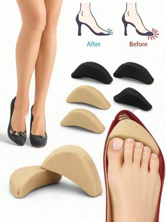 1 par de plantillas de espuma para el antepié para hombre y mujer, almohadillas de esponja para aliviar el dolor, plantillas de media plantilla que reducen el tamaño del calzado, almohadillas supersuaves para tacones altos.