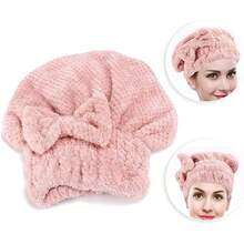 Envoltura de Toallas para el Cabello, Toalla para Secar el Cabello Envoltura de Cabello de Secado Rápido Sombrero Engrosamiento Sombrero para Secar el Cabello para Baño Ducha para Mujeres Niñas Rosa - 1 - Ver 2