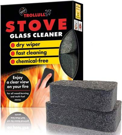 Stove Glass Cleaner For Woodburning Stoves And Burners, Sponge, Fireplace Cleaner, Glass Pane Cleaner, 2 Pieces