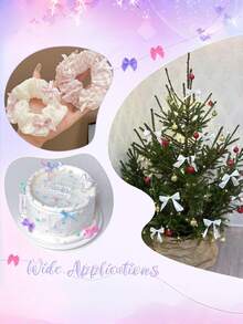 50个丝带蝴蝶结DIY内衣袜子装饰配件，手工蝴蝶结生日礼物，圣诞树装饰，礼盒包装用品，半成品派对蝴蝶结 - 彩色 - 查看 10