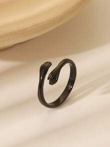 1pc Fashionable Minimalist Heart Hug Ring - Hypoallergenic, Suitable For Casual Wear And Gift Giving - Open Ring - View 4