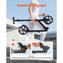 Kick Scooter For Kids Ages 8+, Teens & Adults, 2-Wheel Toddler Scooter With Adjustable Height Handlebar, Wide Anti-Slip Deck, Foldable Lightweight For Boys & Girls Up To 220 Lbs, Black + Blue - 黑藍 - 查看 6