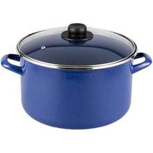 Ekco - Olla con tapa de Vidrio y escape de Vapor, Hecha de Acero Esmaltado, Color Azul, 20 cm(26 cm) - Multicolor - Ver 1