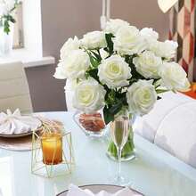2/250 buc trandafiri artificiali de 20,47 inch cu tulpini lungi, flori de mătase, flori realiste din spumă, trandafiri falși pentru Ziua Îndrăgostiților, decor de nuntă pentru casă, buchete de nuntă DIY, decorațiuni centrale pentru petreceri, decorațiuni de Ziua Îndrăgostiților pentru petreceri, decorațiuni pentru petreceri de baby shower, decorațiuni pentru casă, decor interior și exterior, decorațiuni exterioare, decorațiuni pentru grădină. - alb - Vizualizare 7