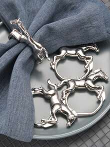 1个逼真马形餐巾环，锌合金动物系列餐巾架，适用于宴会派对餐桌装饰 - 彩色 - 查看 7