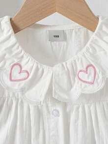 Girls' Sweet Peter Pan Collar Casual Versatile Blouse, Summer - White - View 2