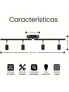EstiloRaganet, LáMpara De Techo Negra, Compatible Con Bombillas E14, Estilo Moderno, Ideal Para Sala, Comedor Y OficinaVersióN Mejorada - 1 - Ver 3