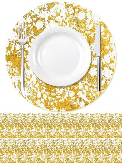 12/50/100pcs Disposable Gold Placemats, 13-Inch Round Metallic Mesh Table Mats, Foil-Pressed Table Coasters, Great For Table Setting, Wedding, Valentine's Day, Birthday Parties And Festival Decorations