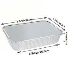 CHIPRISE Lidded Aluminum Foil Trays - 8.7in * 6.2in Aluminum Lids - 20-Piece Set (20 Aluminum Foil Trays And 20 Aluminum Foil Lids) Disposable Food Containers With High Thermal Conductivity, Ideal For Baking, Cooking, Reheating, Storing, And Preparing Food. - Silver - View 4